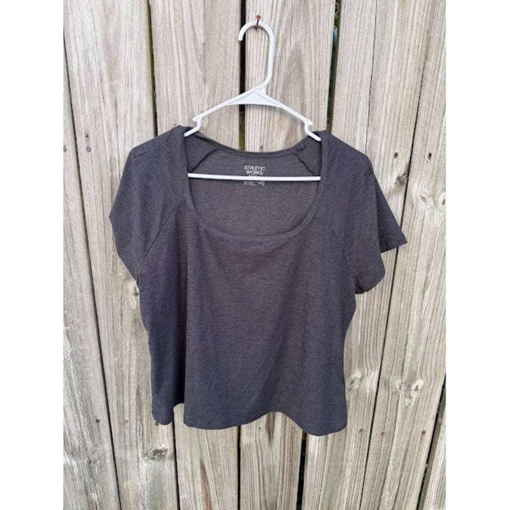 Athleisure Yoga Gym Athletic Works T-Shirt XXL Gray Square Neck ButterCore Tee